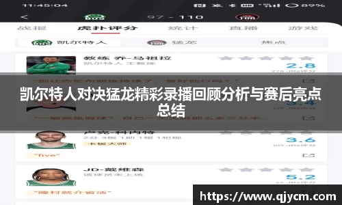 凯尔特人对决猛龙精彩录播回顾分析与赛后亮点总结